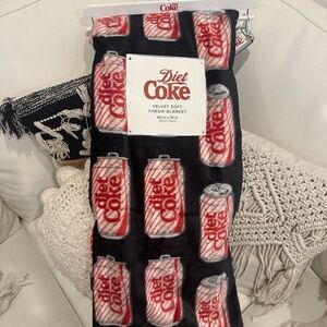 Diet Coke Cans Velvet Soft Throw Blanket - Black and Red